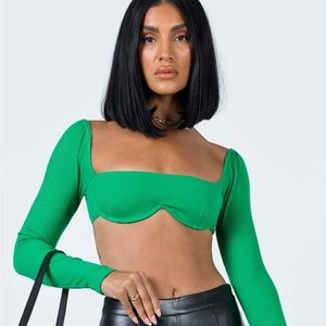 Princess Polly green underwire long sleeve going out top. Never worn.
